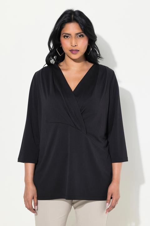Actual product image Ulla Popken Wrap Look 3/4 Sleeve Tee (54)