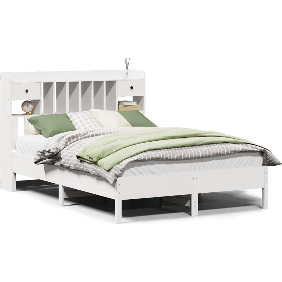 VidaXL, Bett, Massivholzbett Holzbett Bett Doppelbett mit Regal ohne Matratze 160x200cm (160 x 200 cm)