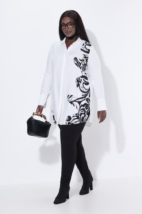 Immagine prodotto Ulla Popken Blusa lunga con design animalier, collo da camicia e maniche lunghe (46, 48)