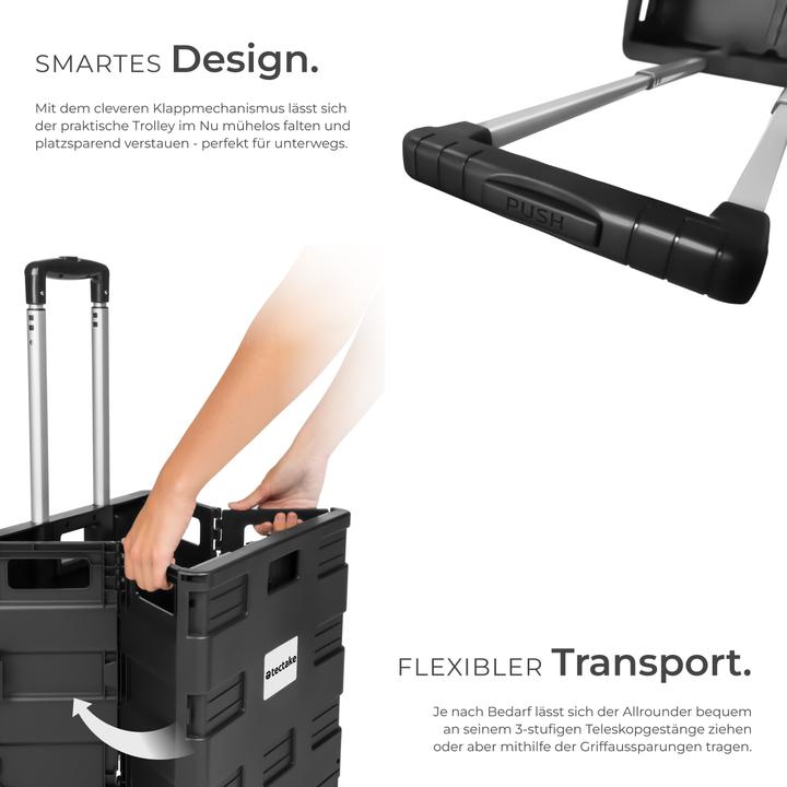 Image du produit tectake Chariot de Courses à Roulettes