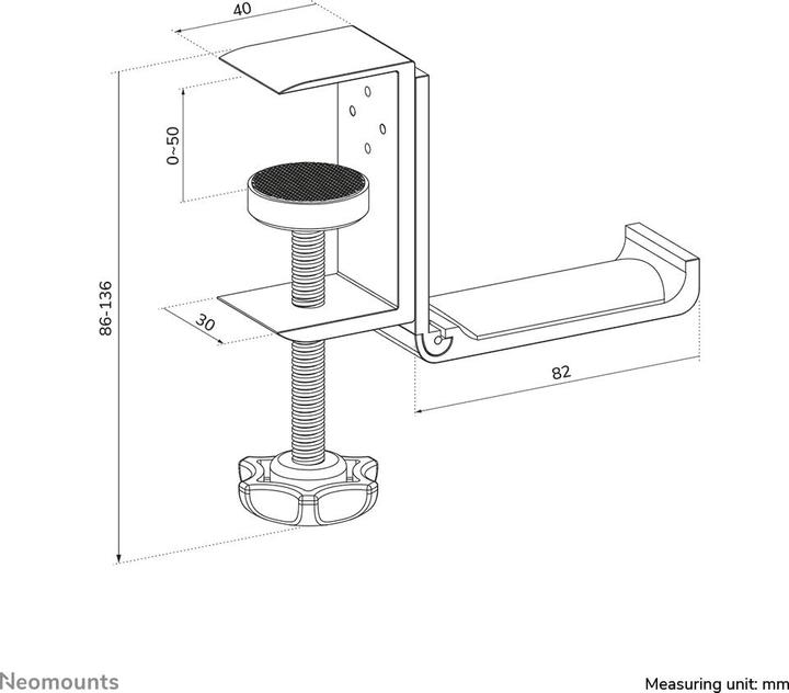 Image du produit Neomounts Headsethalterung silber universal/Klemmenbefestigung