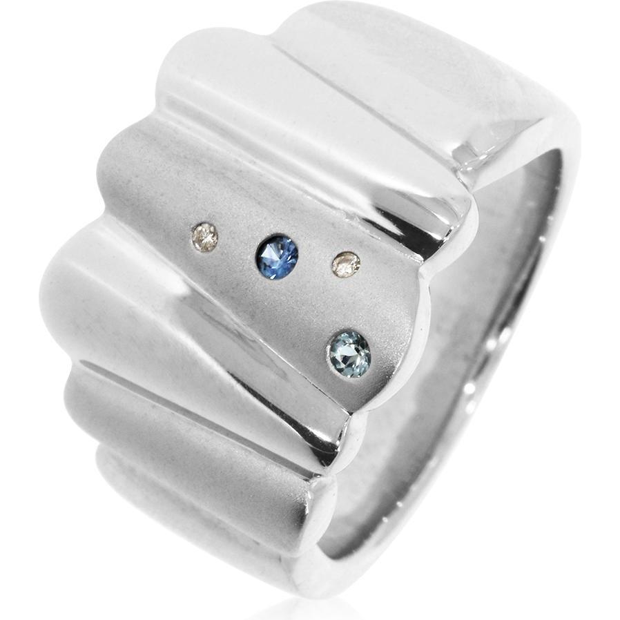Xen, Ring, Ring mit 2 Diamanten, Saphir und Blautopas, (52, 925 Silber)