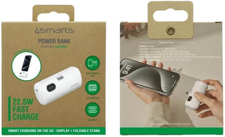 Image du produit 4smarts Powerbank PicoFold 5000mAh 22.5W, weiss (5000 mAh, 22.50 W, 18.15 Wh)