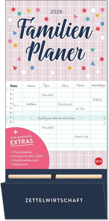 Familienplaner plus Tasche 2026 (21 x 45 cm, Couverture rigide, Allemand)