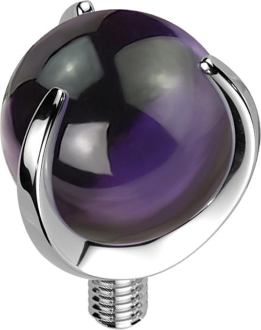 Produktbild Star Piercing Dermal Anchor silber Kugel Amethyst Stein gefasst (Titan, ohne Messing, Mineralisch)