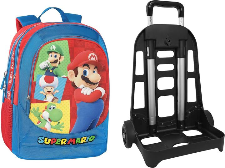 Produktbild Super Mario School Backpack with Removable Trolley, Interchangeable Wheels, Adjustable Handle