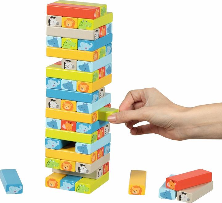 Actual product image Goki Geschicklichkeitsspiel Wackelturm mit Tiermotiven (English, French, German, Italian)