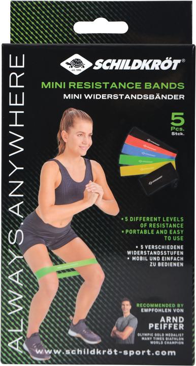 Actual product image Schildkröt Mini Resistance Band 5er Set (0.30 m, Extra Light, Easy, Medium, Strong, Extra strength)