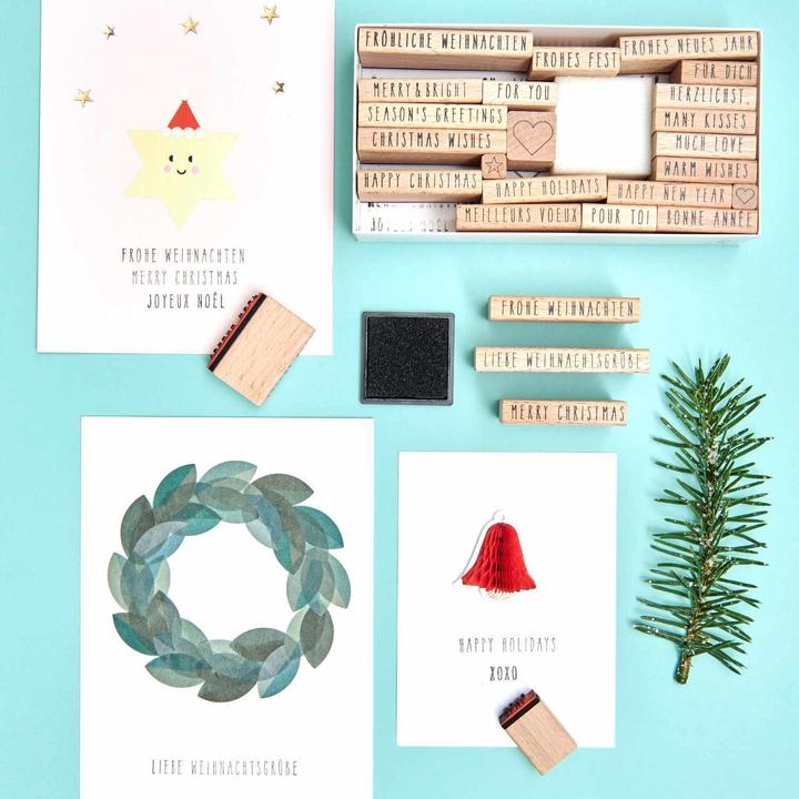 Immagine prodotto Rico Design Set di francobolli Buon Natale, Scrittura a mano FSC 100%, 26 francobolli