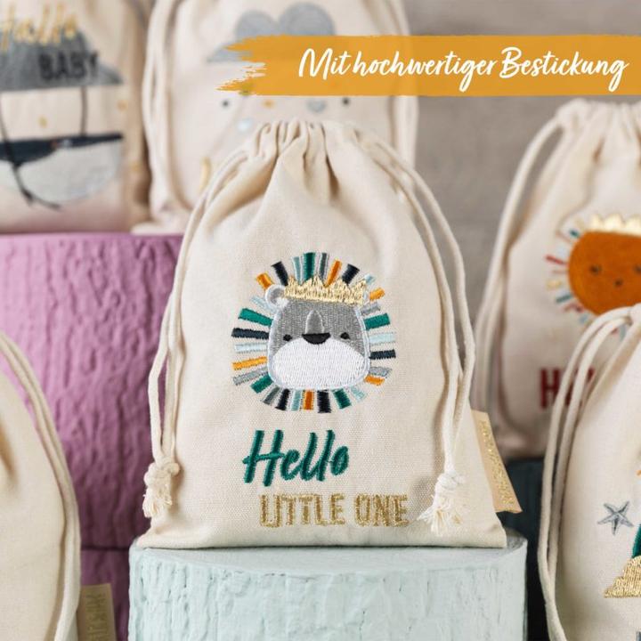 Image du produit Papierdrachen Sacs en lin anniversaire baleine set de 6 (Pochette cadeau, 6 x)