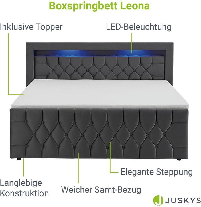 Immagine prodotto Juskys Letto a molle Leona (140 x 200 cm)