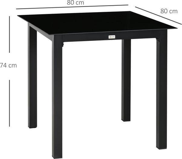Immagine prodotto Swisshandel24 Tavolo da giardino quadrato per 4 persone tavolo da patio piano in vetro temperato alluminio nero (80 cm)