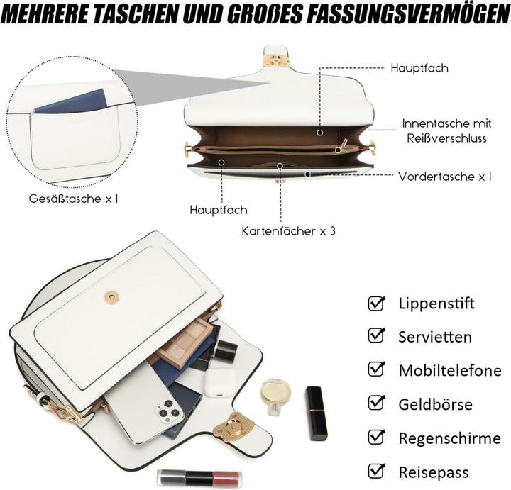 Produktbild Only-Bags.Store Umhängetasche Schultertasche Abendtasche Clutch mit 2 abnehmbaren breiten Riemen Kreditkartenfächer