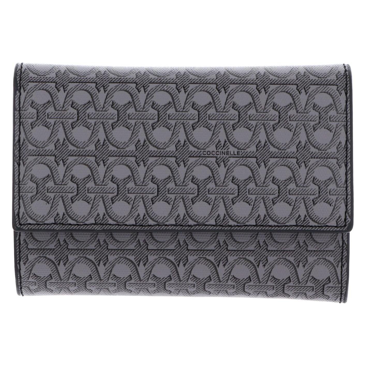 Coccinelle, Damen, Portemonnaie, Metallic Coated Monogram Wallet, Grau