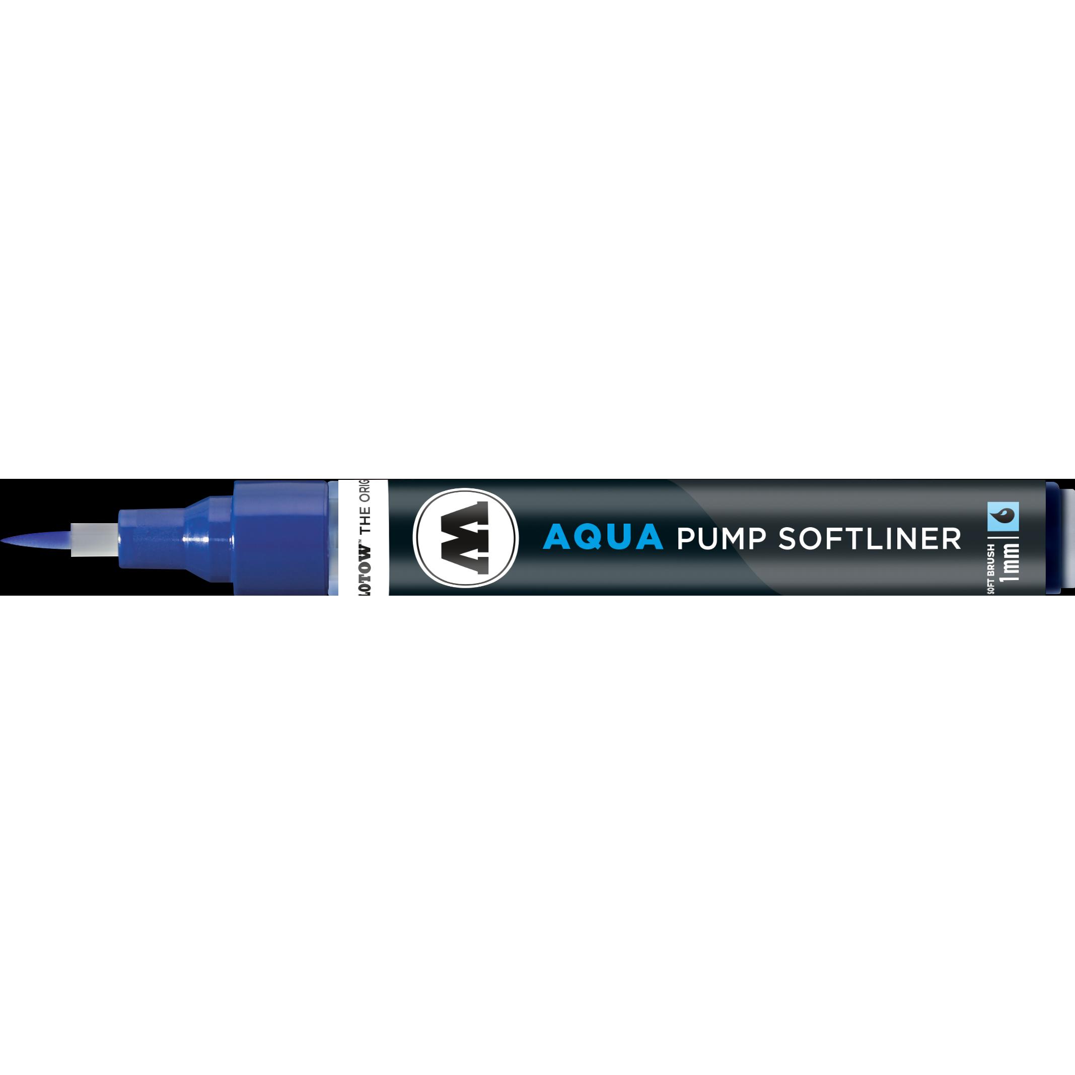 Thumbnail - Molotow, Marker, Pinselmarker Pump Softliner Aqua 1mm primärblau (Primärblau, 1 mm, 1 x)
