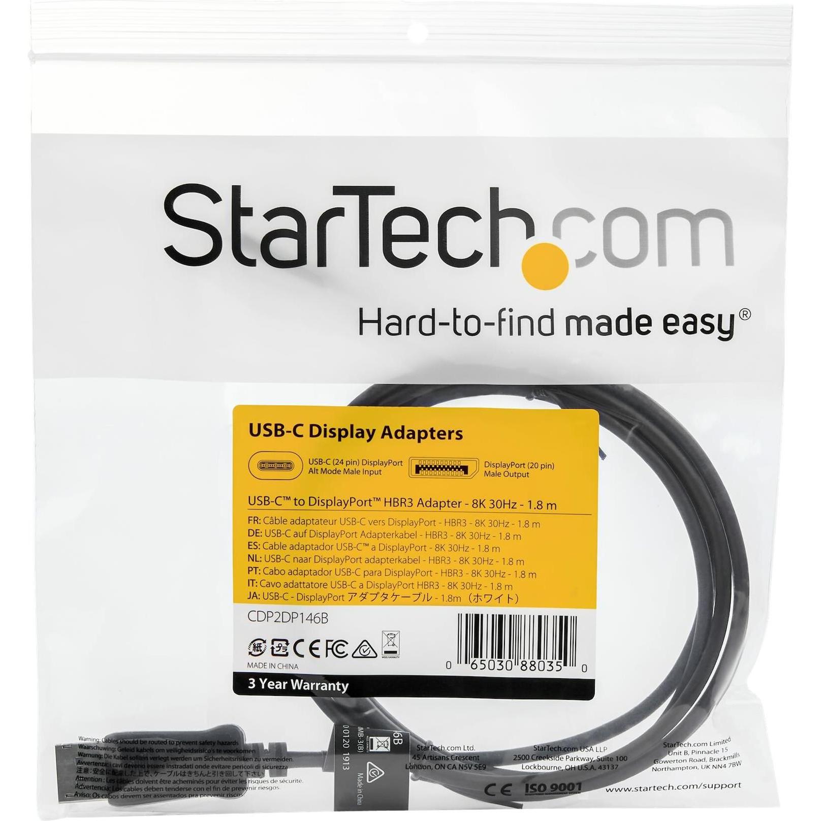 Thumbnail - StarTech USB Typ C — DisplayPort (1.80 m, DisplayPort), Video Kabel