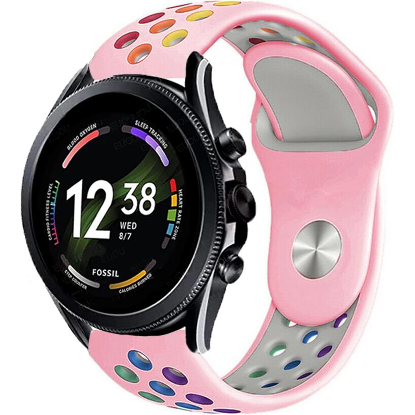 Strap-it Sportarmband (22 mm, Silikon), Uhrenarmband, Mehrfarbig, Rosa