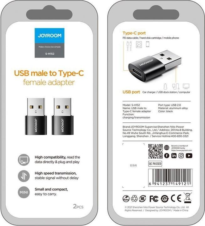 Actual product image Joyroom Adapter (USB Type C, USB 2.0)