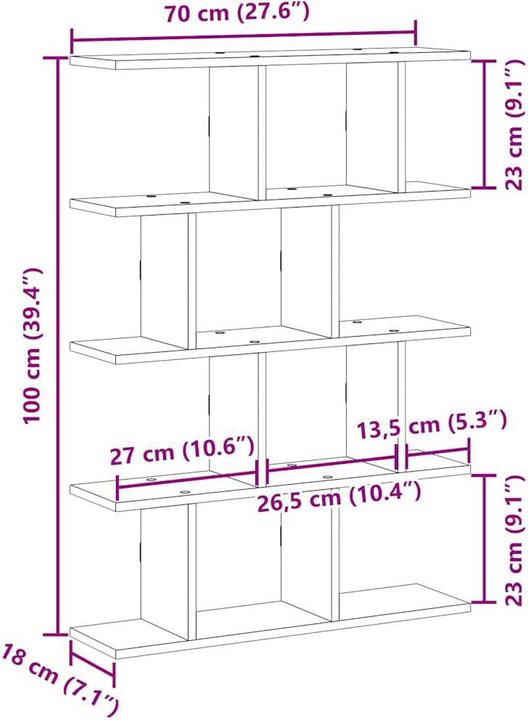 Produktbild vidaXL Würfelregal (70 x 18 x 100 cm)