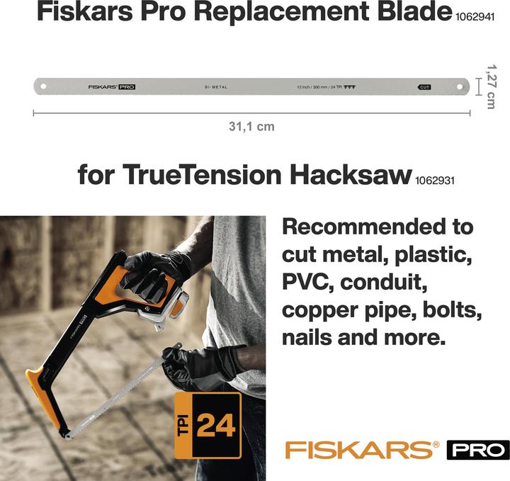 Actual product image Fiskars Original Pro replacement blade for TrueTension hacksaw (1062931), blade length: 30 cm, 24