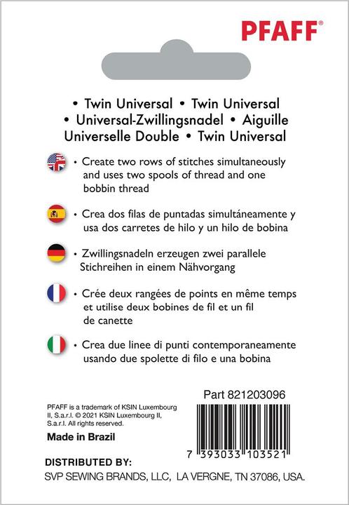 Energielabel Pfaff PF tweelingnaald 2,5MM 80/12 1PK