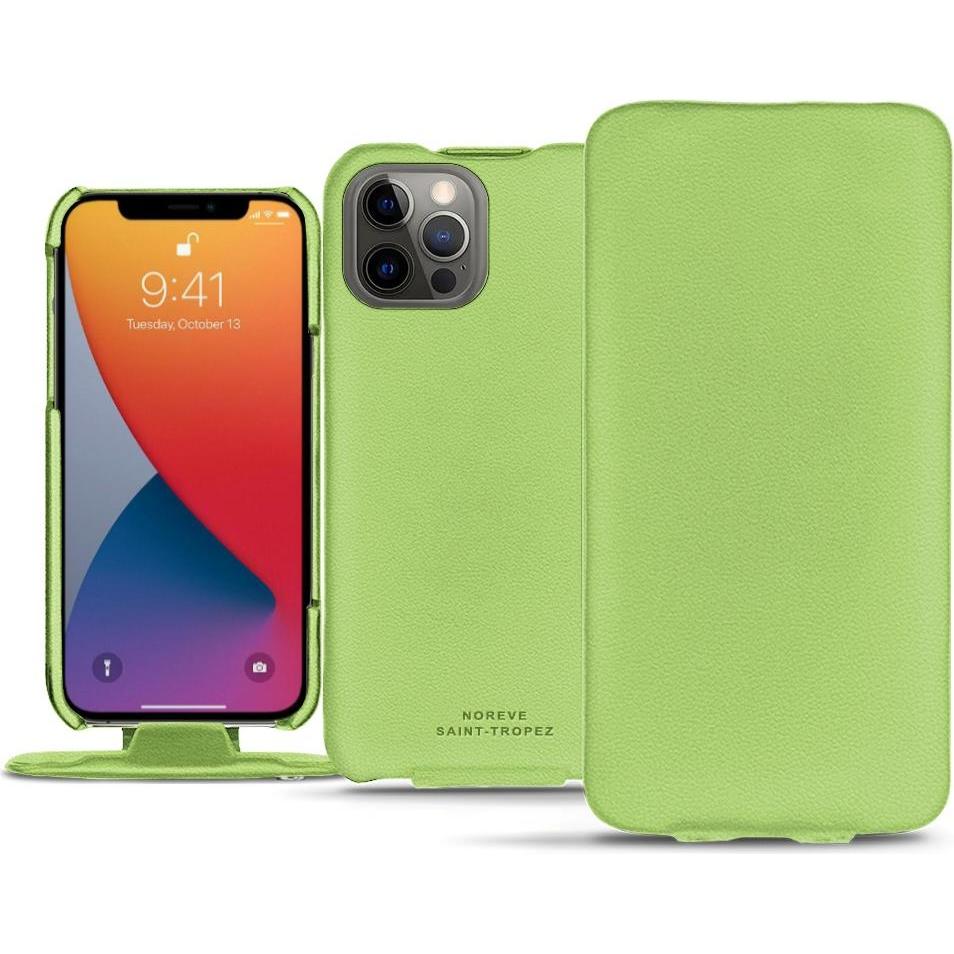 Noreve Lederschutzhülle vertikal (Apple iPhone 13 Pro Max), Smartphone Hülle, Grün