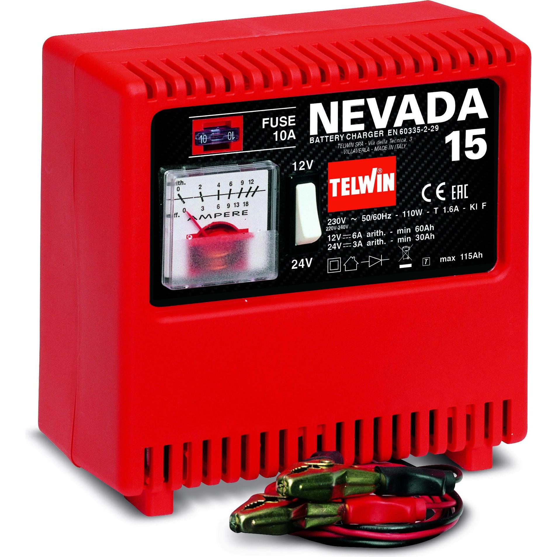 Telwin, Caricabatterie per auto, acculader Nevada 15 (12V, 24V, 9 A)