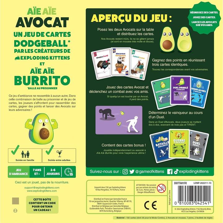 Actual product image Exploding Kittens Jeu - Aie Aie Avocat (2 - 6 Players)