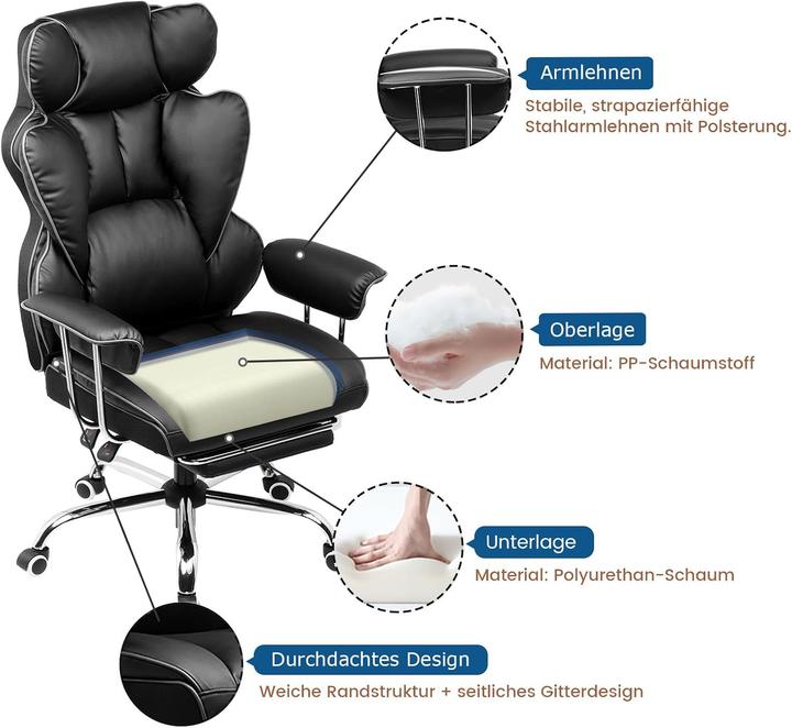 Image du produit Gtplayer Ergonomischer Gaming Stuhl GT200 mit Fussstütze