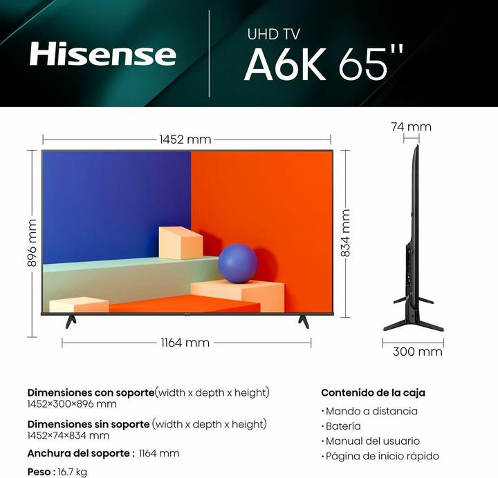 Produktbild Hisense TV 65A6K (65", LCD, 4K, 2023)