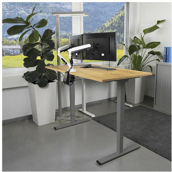 Immagine prodotto Contini höhenverstellbarer Bürotisch 1.4x0.8m Eiche / Gestell ET225E dunkelgrau