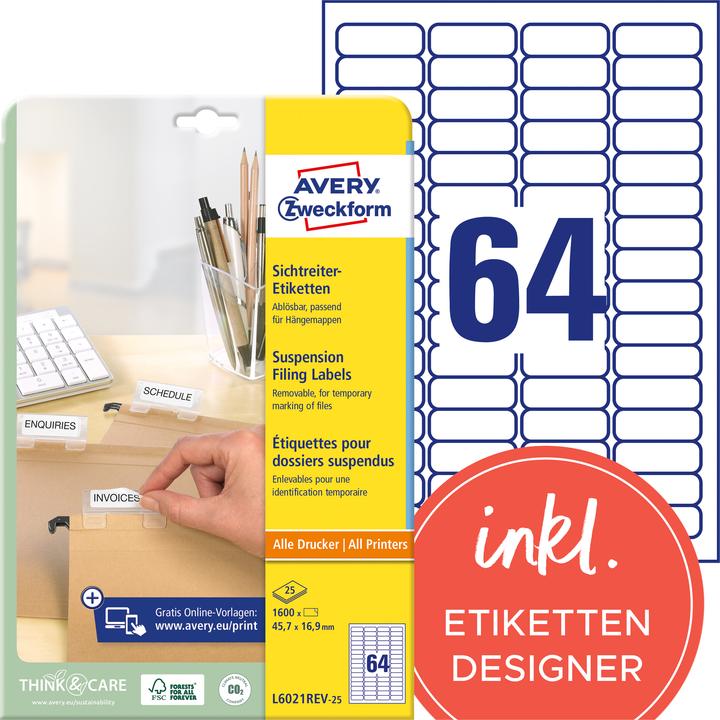 Actual product image Avery Visible tab labels
