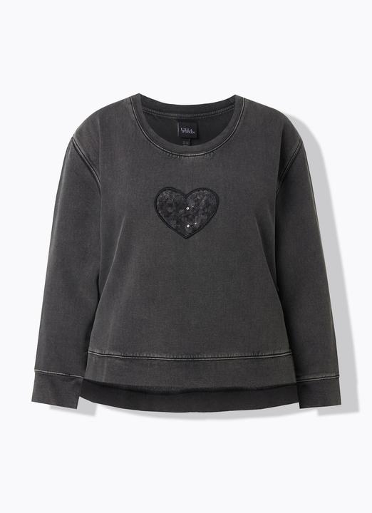 Produktbild Ulla Popken Sweatshirt, Pailletten-Herz, Rundhals, Langarm (58, 60)