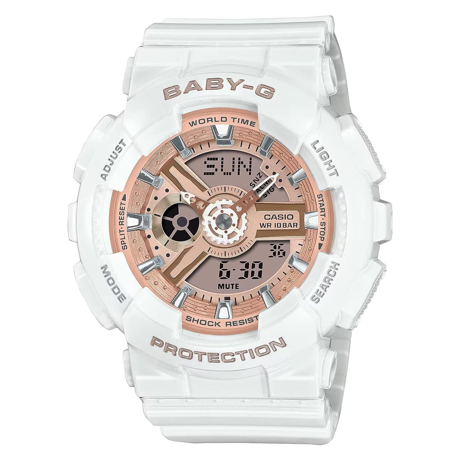 Casio, Armbanduhr, Baby-G, Weiss, (Digitaluhr, Analoguhr, 43.40 mm)