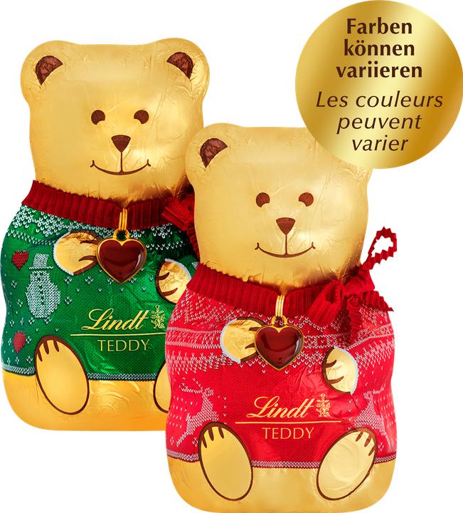 Actual product image Lindt Teddy Milk Jumper Edition Green & Red Christmas (104 g)