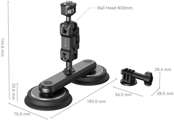 Actual product image SmallRig Dual Magnetic Suction Cup Mounting Support Kit for Action Cameras 4467