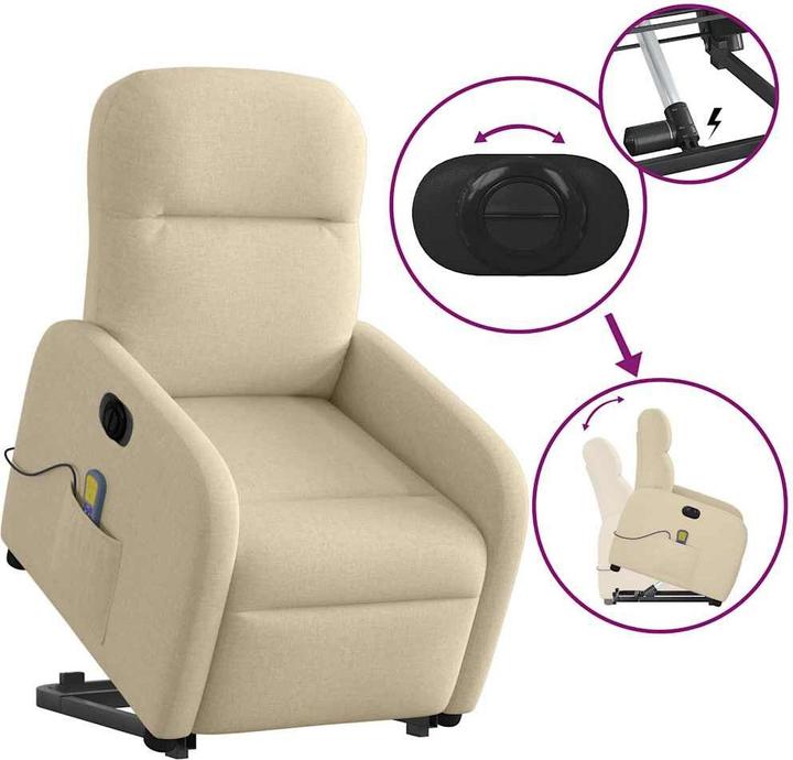 Produktbild VidaXL Elektrischer Massagesessel mit Aufstehhilfe Creme Stoff