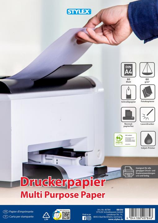 Image du produit Stylex Papier pour imprimante DIN A4, 80 feuilles (A4, 80 g/m²)