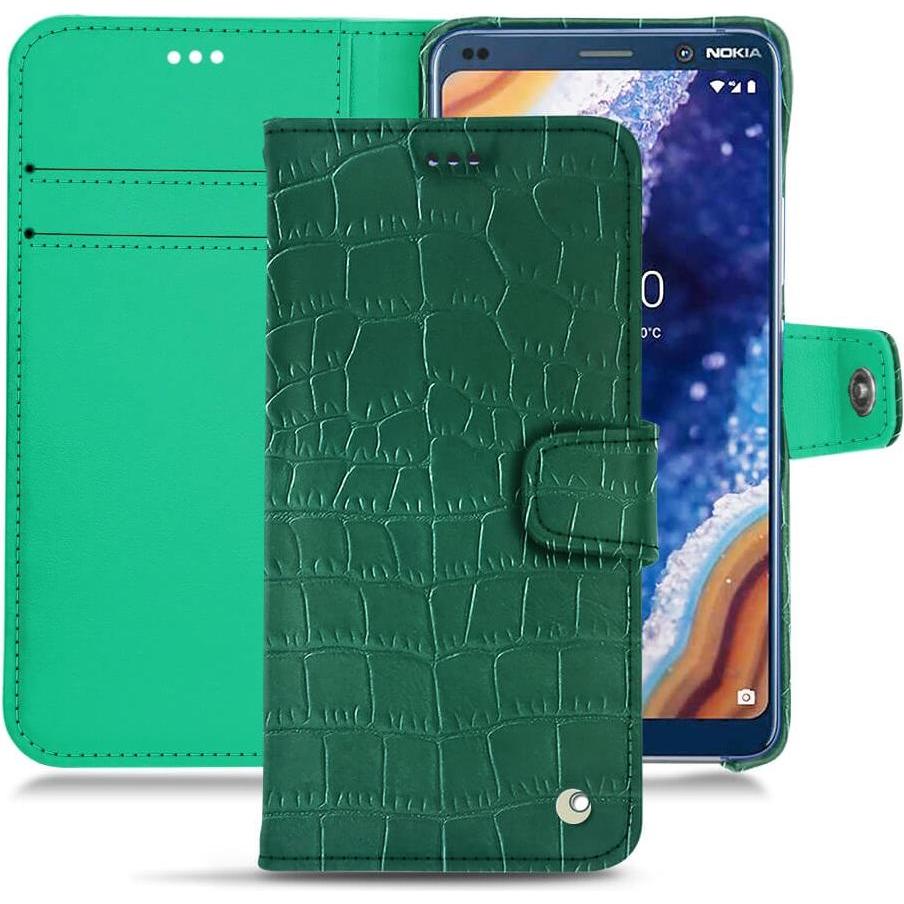 Noreve Lederschutzhülle Wallet (Nokia 9 PureView), Smartphone Hülle, Grün