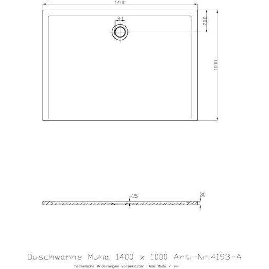 Thumbnail - Hoesch, Duschwanne, Mineralguss-Duschwanne MUNA 1400 x 1000 x 30 mm weiss
