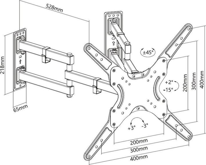 Actual product image equip Wall mount bracket 23"-55" TV&Monitor full movable (Wall, 45 kg, 23" - 55")