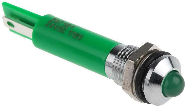 Produktbild RS PRO LED erhaben 8mm chrom 24Vdc grün