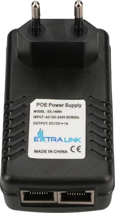 Actual product image Extralink POE-12-12W 12V 12W 1A POWER ADAPTER WALL PLUG (802.3af (PoE), 12 W)