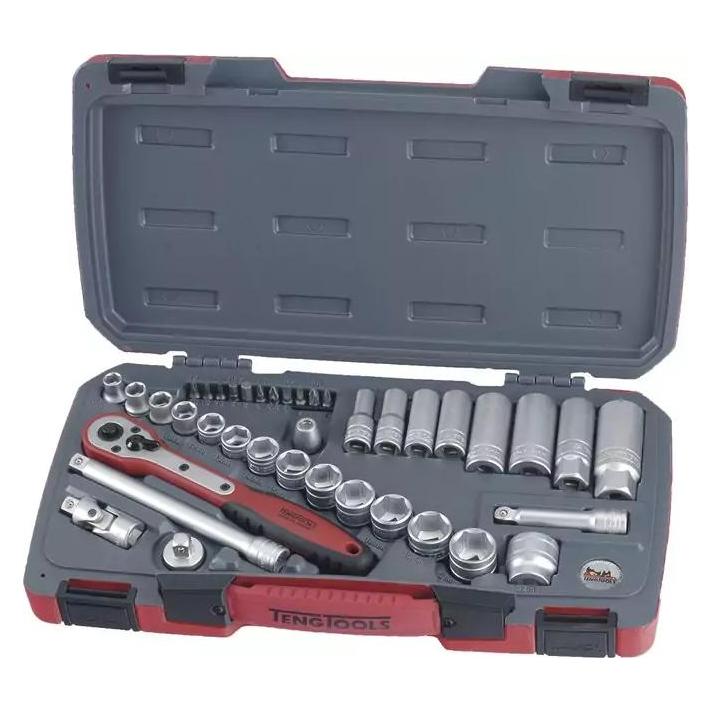 Teng Tools, Dopsleutel + Dopmoer, 167930106 T3839 Steckschlüssel- Und Bit-Satz 3/8" 8-21mm 39 Stück (10 Mm, 11 Mm, 12 Mm, 13 Mm, 14 Mm, 15 Mm, 16