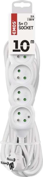 Actual product image Emos Przedłużacz 5-gniazd z/u 10m /H05VV-F 3G1/ biały (P0510) (5 x, CEE 7/5, 10 m)