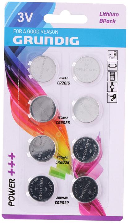 Actual product image Grundig Lithium 8 button cell batteries (8 pcs., CR2016, CR2025, CR2032)