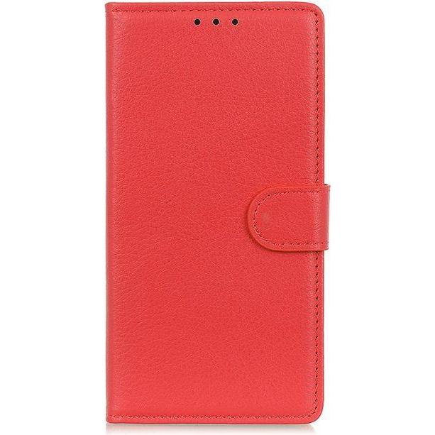 MU Classic Litchi Leder Bookcover Series (OnePlus 8T), Smartphone Hülle, Rot