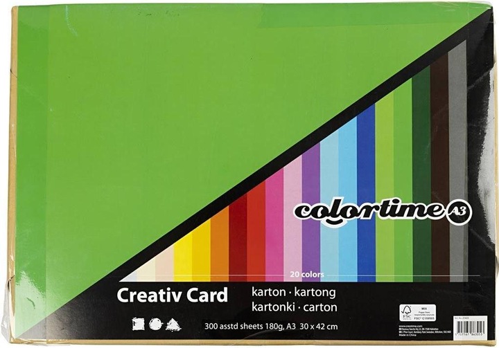 Produktbild Creativ Company Bastelkarton A3 mehrfarbig, 180 g/m², 300 Blätter (180 g/m², 300 x)