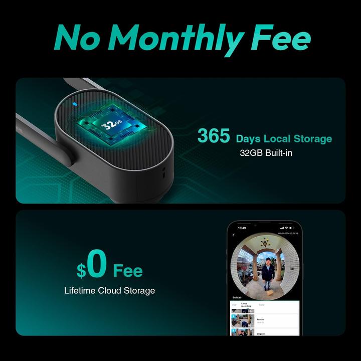 Immagine prodotto Botslab Campanello video, capacità 6400mAh, visione grandangolare a 180°, memoria interna 32G, rilevamento (WiFi)