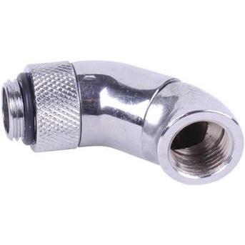 Alphacool HF Winkeladapter Doppel-45° drehbar G1/4 AG auf G1/4 IG C, Wasserkühlung Anschluss, Silber